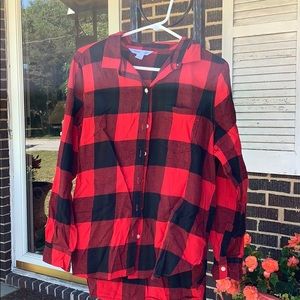 Red and black long sleeve shirt